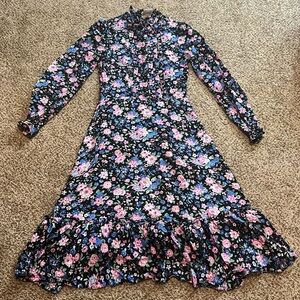 Palomino vintage floral dress blue pink country gunne sax like extra small xs